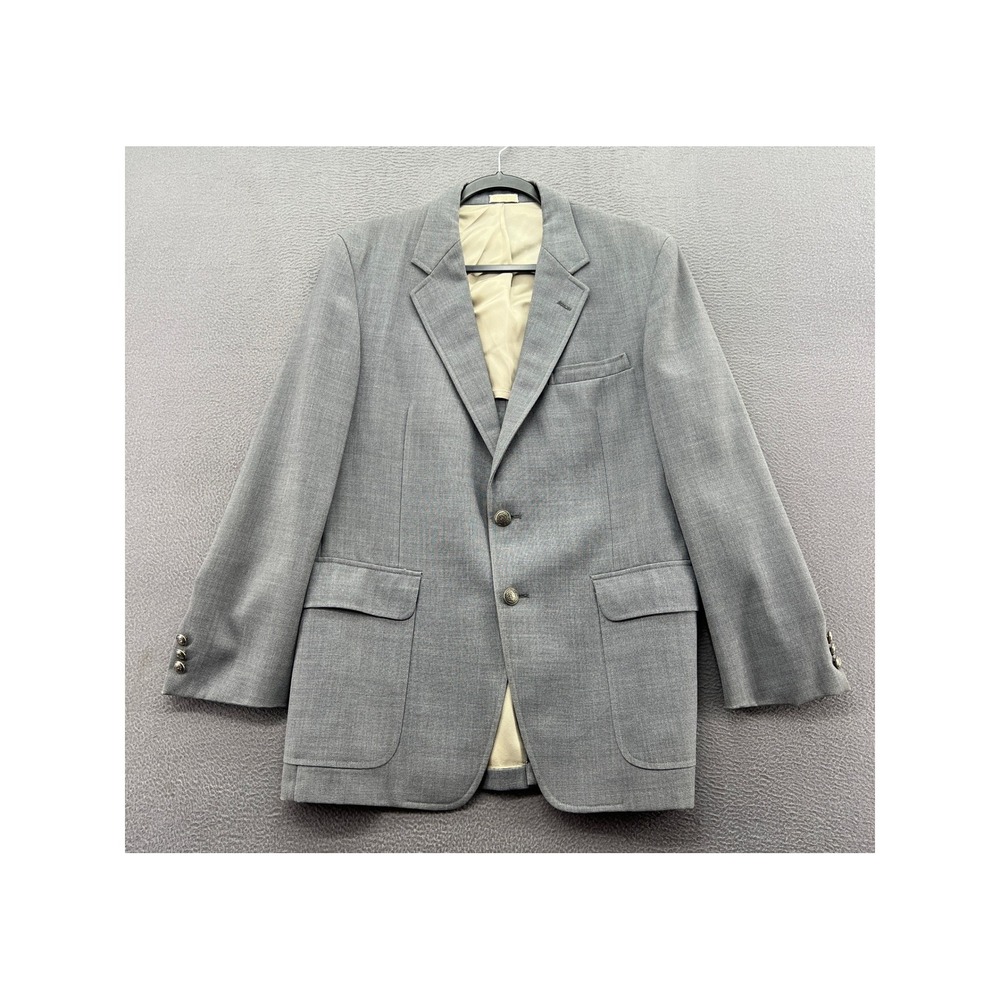 VTG Ellis Blazer Sport Coat Mens 42R Gray Crest Button Salzburg Silver Buttons